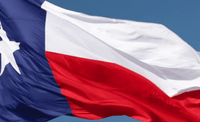 Photo of Texas Flag billowing in the wind