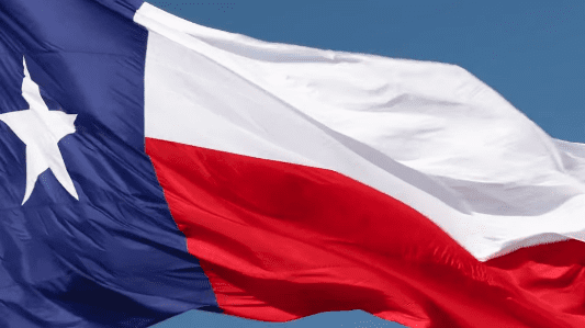 Photo of Texas Flag billowing in the wind